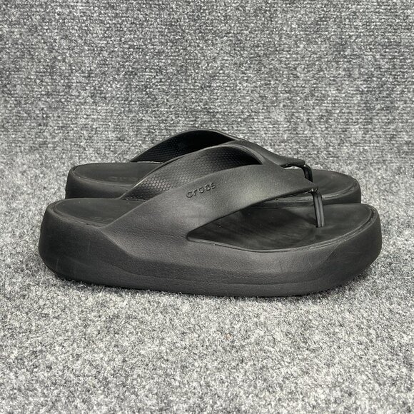 Crocs Getaway Platform Flip Flops Women's 6 Black Athletic Summer Beach Sandals - Picture 1 of 11
